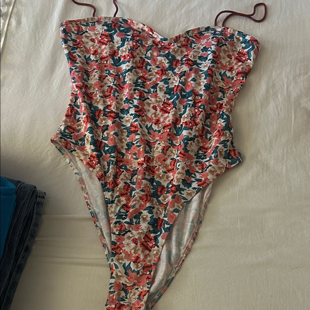 SHEIN Floral Bodysuit - Red, Pink, Blue